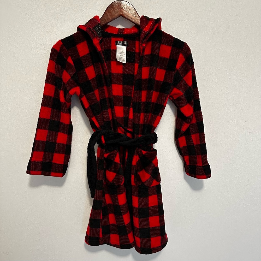 Cuddl Duds Red and Black Plaid Kids Robe